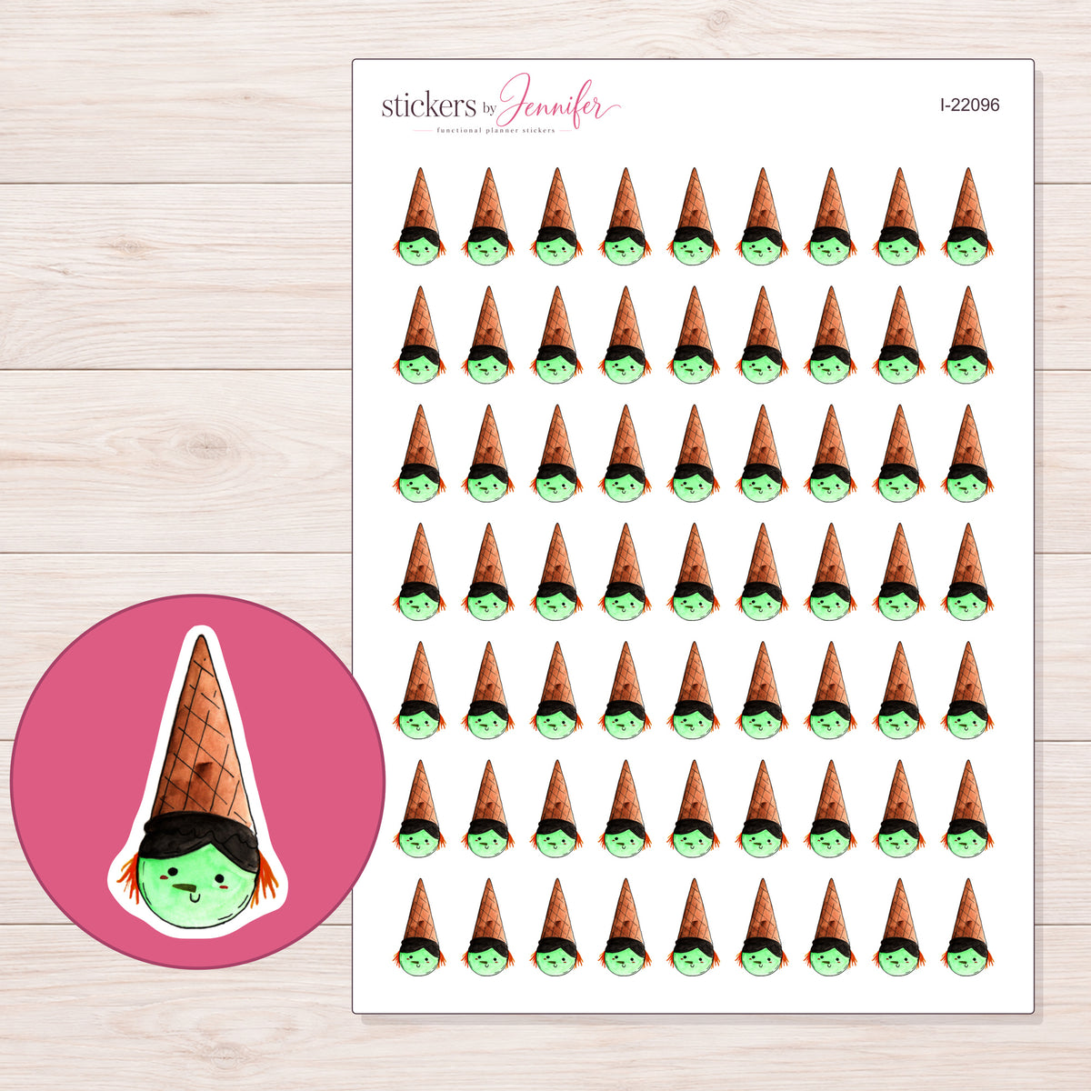 I-22096 planner sticker sheet with enlarged sticker detail