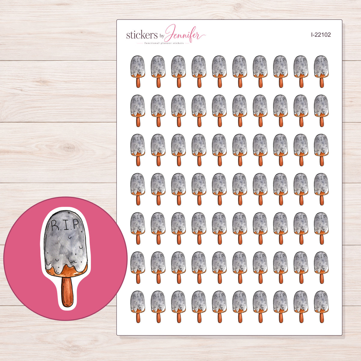 I-22102 planner sticker sheet with enlarged sticker detail