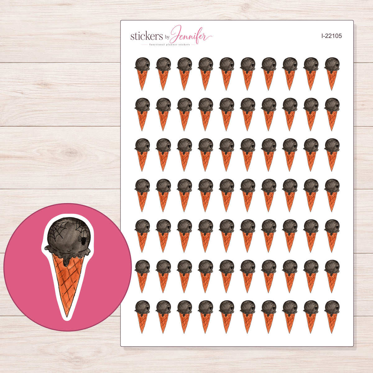 I-22105 planner sticker sheet with enlarged sticker detail