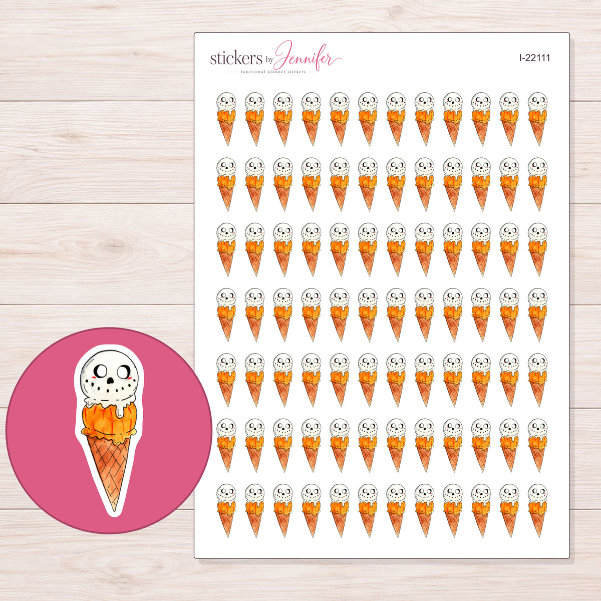 I-22111 planner sticker sheet with enlarged sticker detail