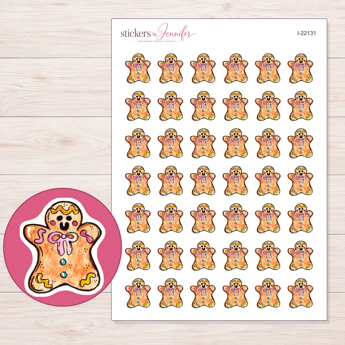 I-22131 planner sticker sheet with enlarged sticker detail
