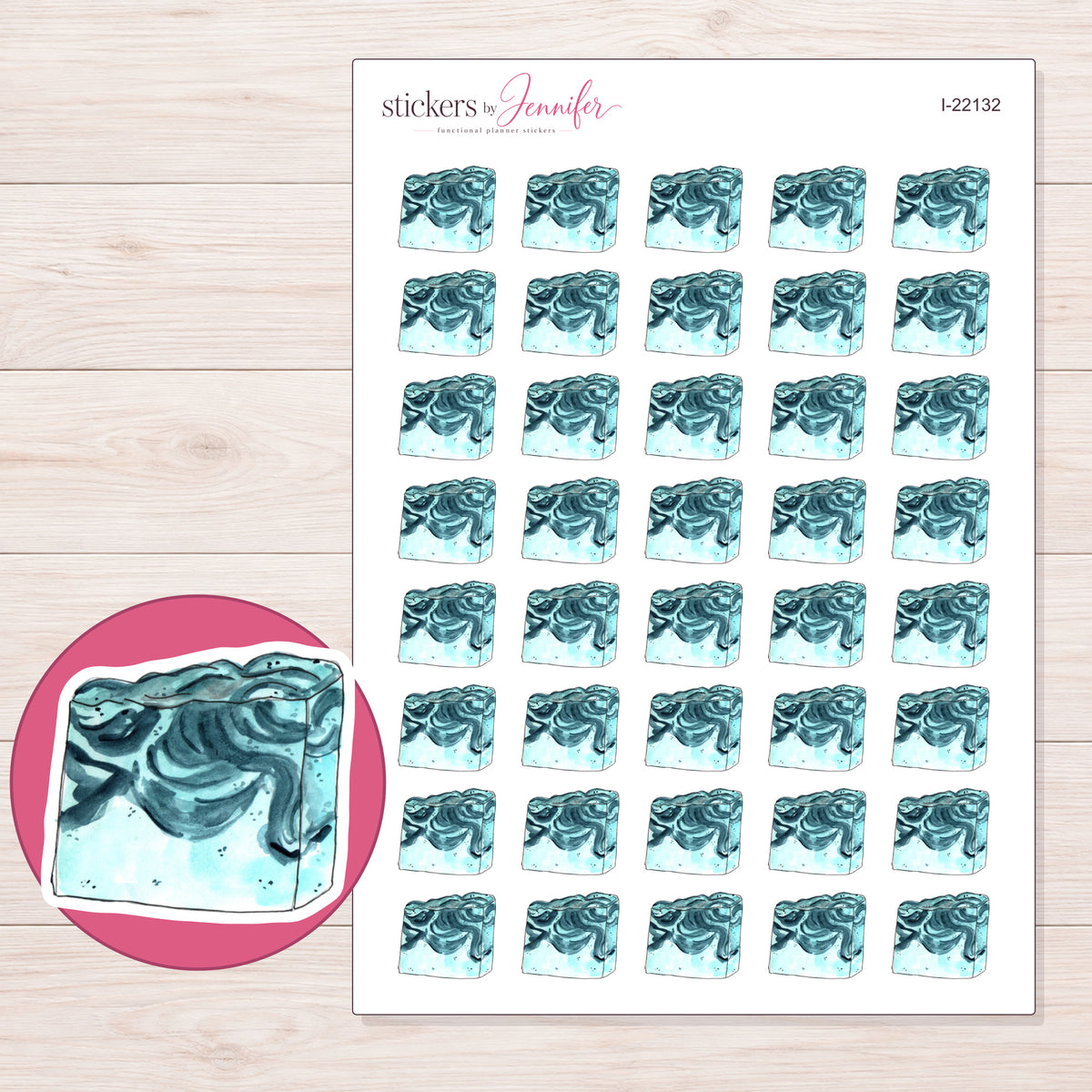 I-22132 planner sticker sheet with enlarged sticker detail