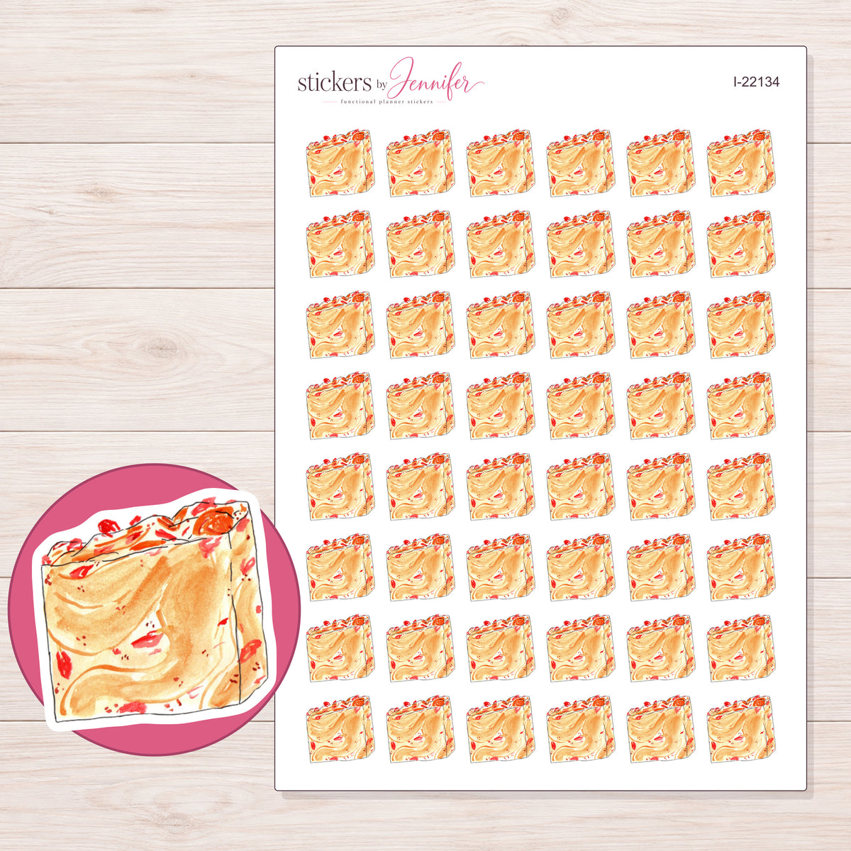 I-22134 planner sticker sheet with enlarged sticker detail
