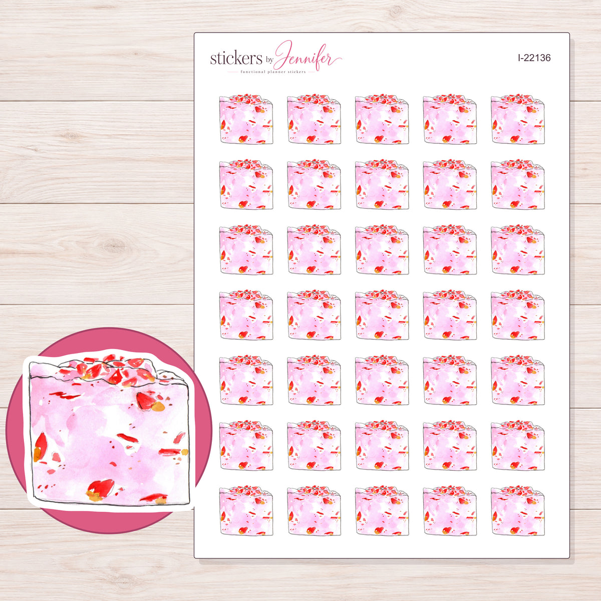 I-22136 planner sticker sheet with enlarged sticker detail