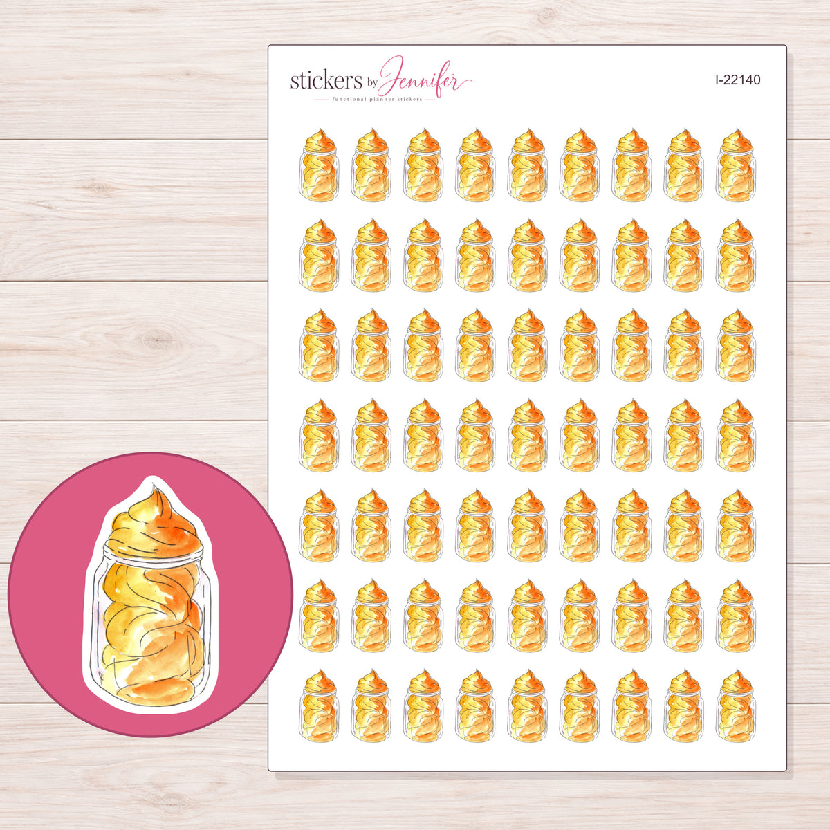 I-22140 planner sticker sheet with enlarged sticker detail
