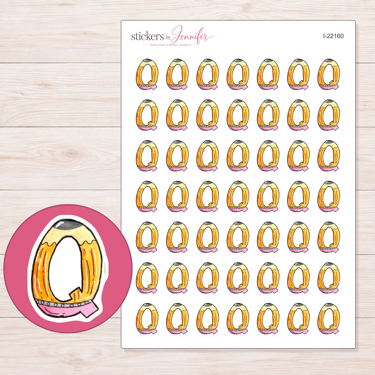 I-22160 planner sticker sheet with enlarged sticker detail