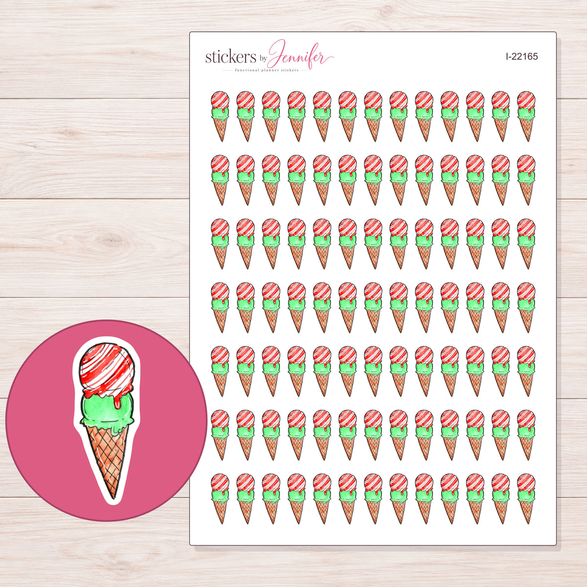 I-22165 planner sticker sheet with enlarged sticker detail