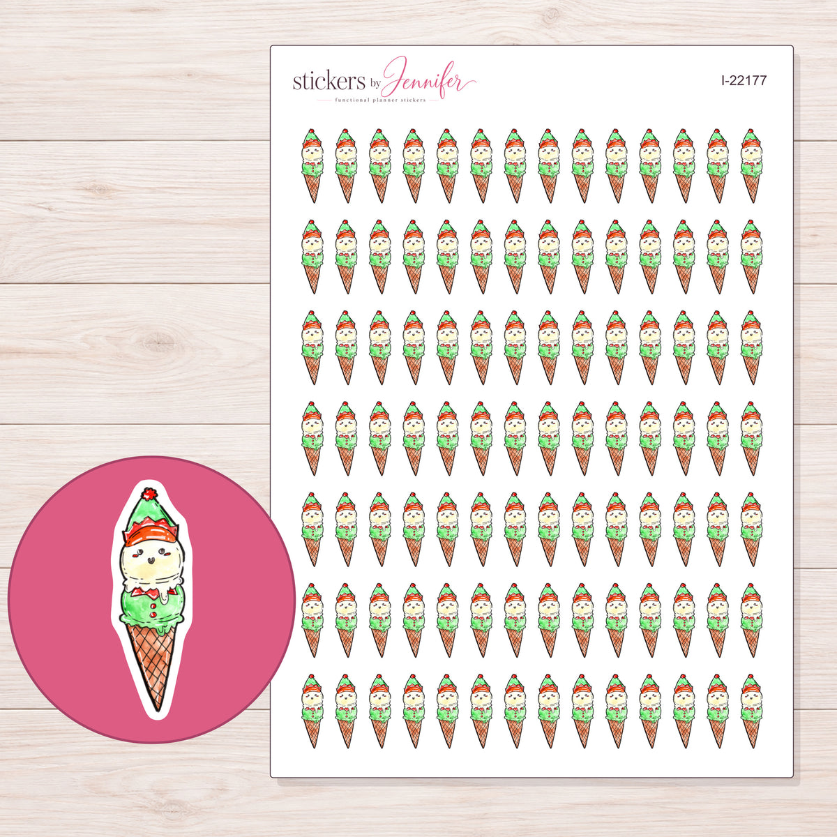 I-22177 planner sticker sheet with enlarged sticker detail