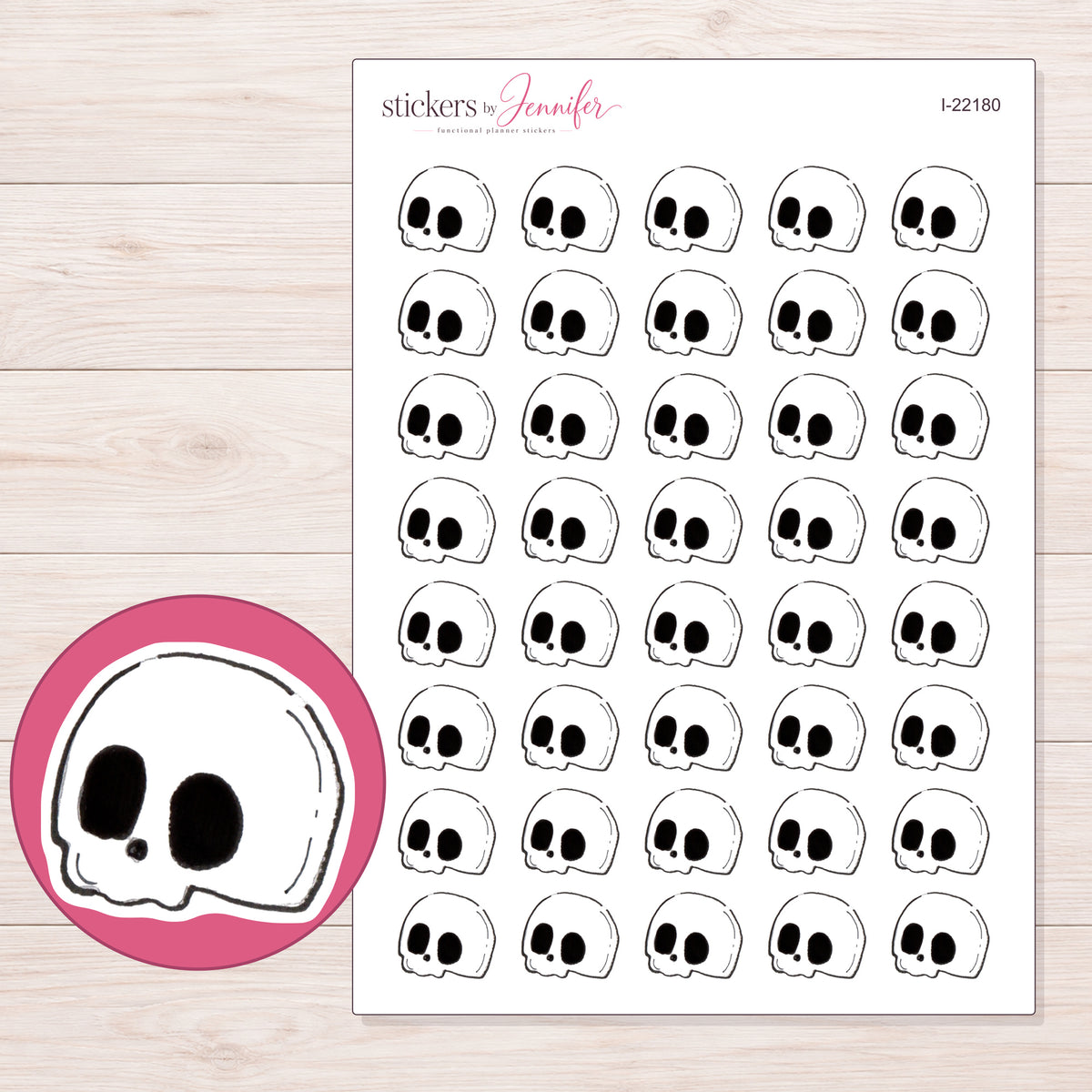 I-22180 planner sticker sheet with enlarged sticker detail