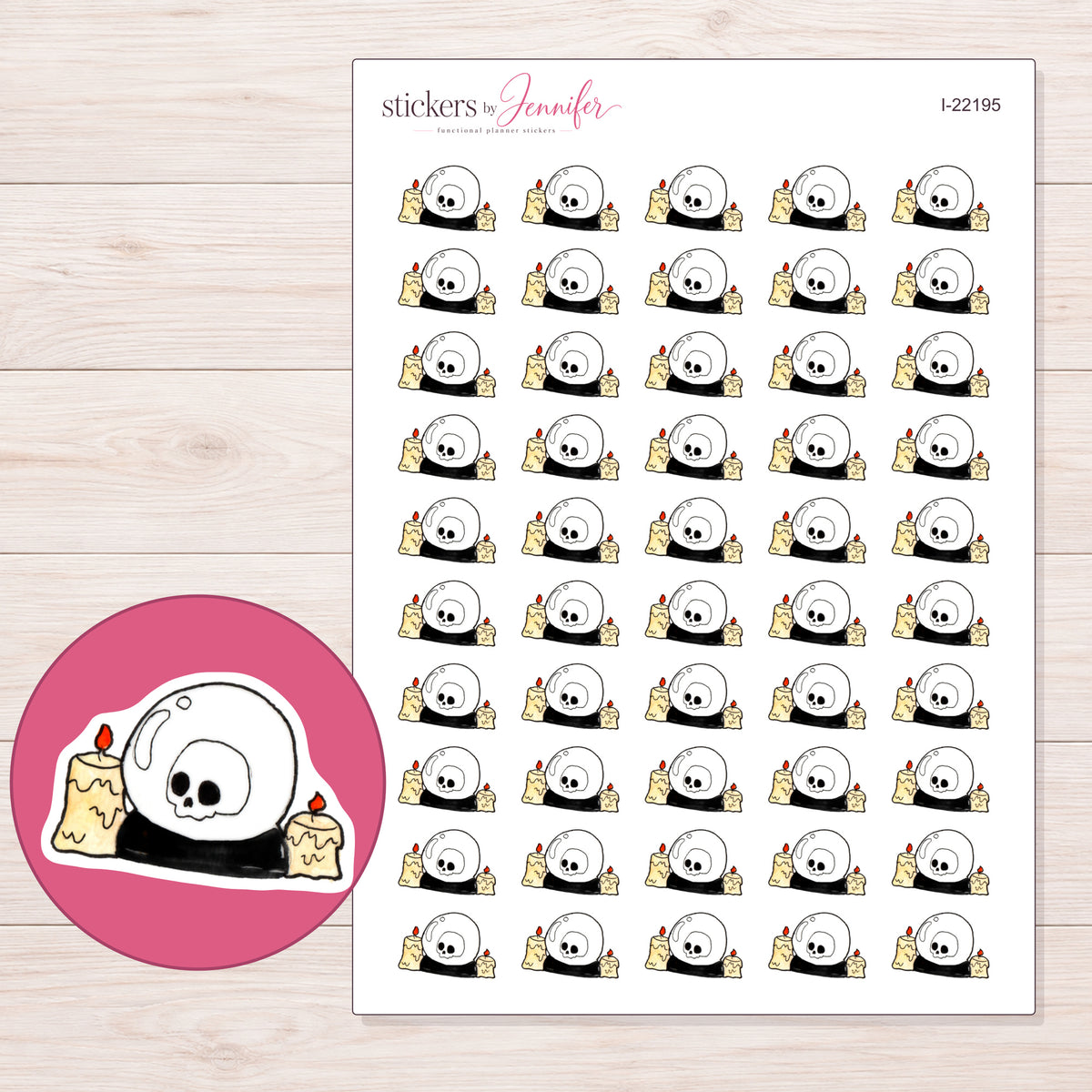 I-22195 planner sticker sheet with enlarged sticker detail