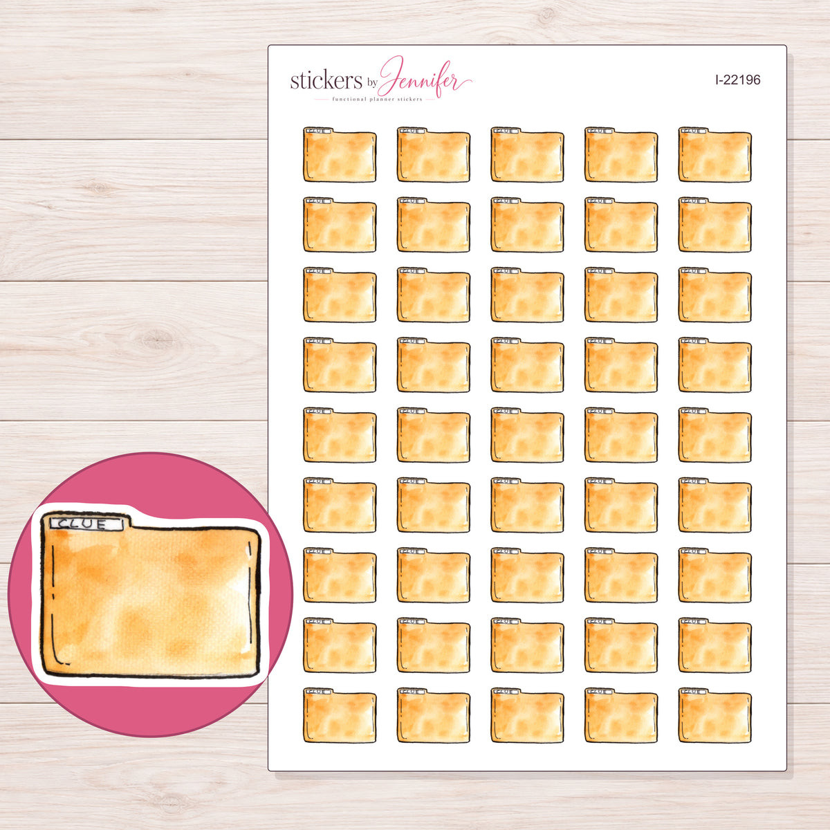 I-22196 planner sticker sheet with enlarged sticker detail