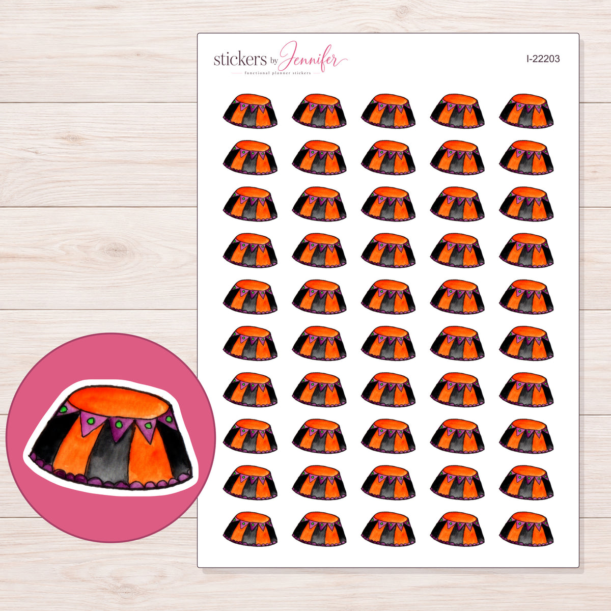 I-22203 planner sticker sheet with enlarged sticker detail