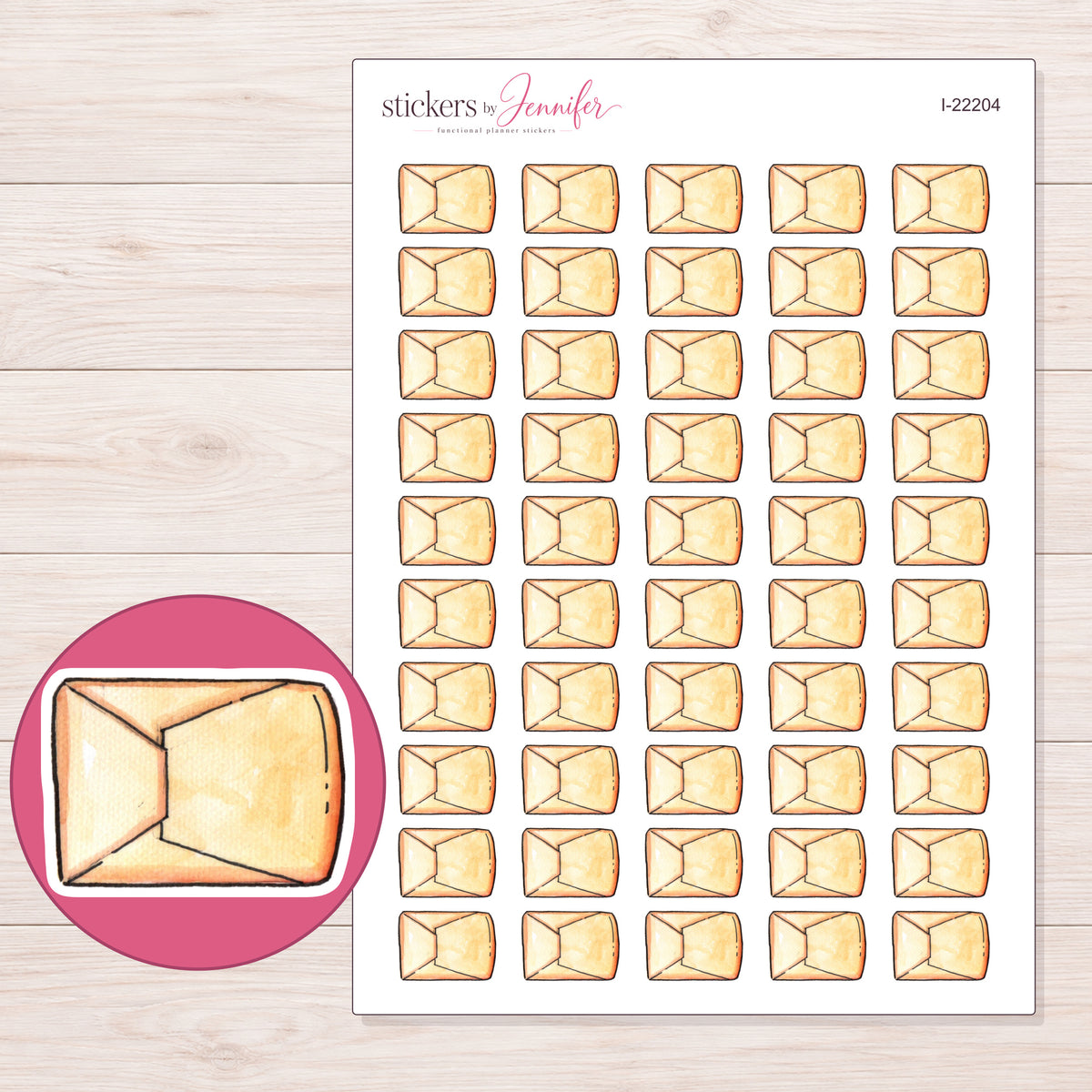 I-22204 planner sticker sheet with enlarged sticker detail