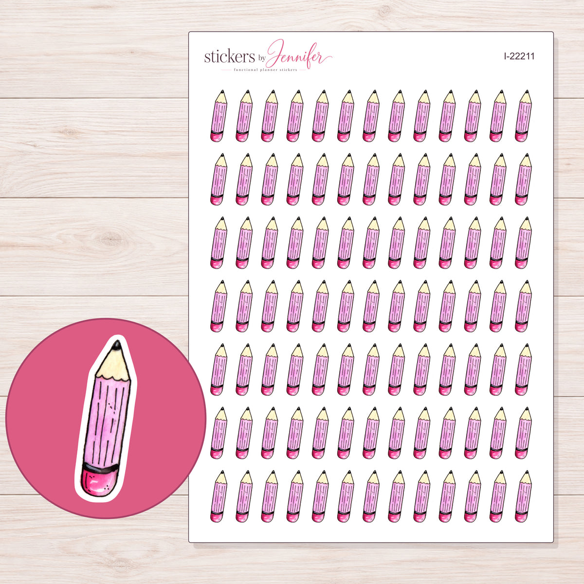 I-22211 planner sticker sheet with enlarged sticker detail