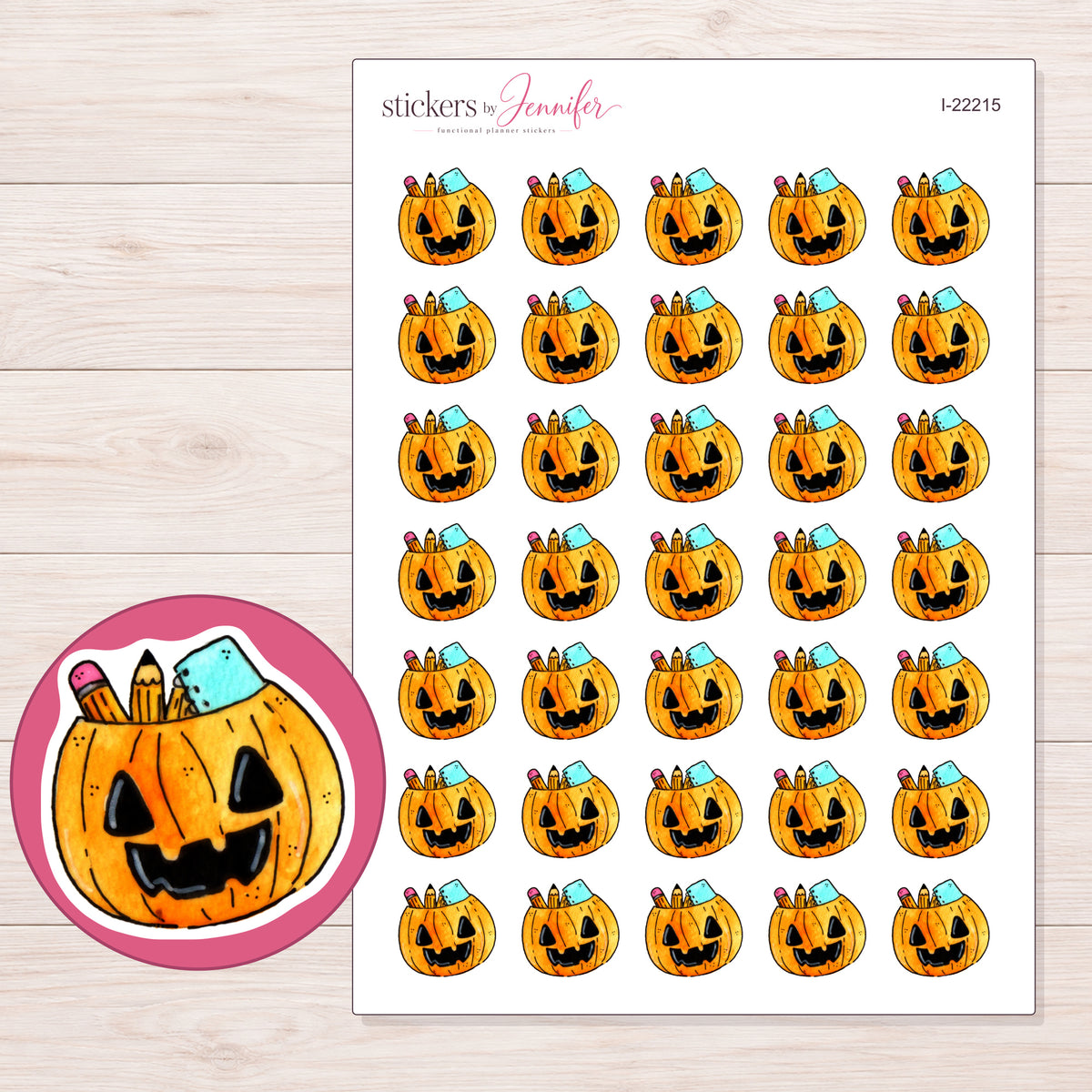 I-22215 planner sticker sheet with enlarged sticker detail