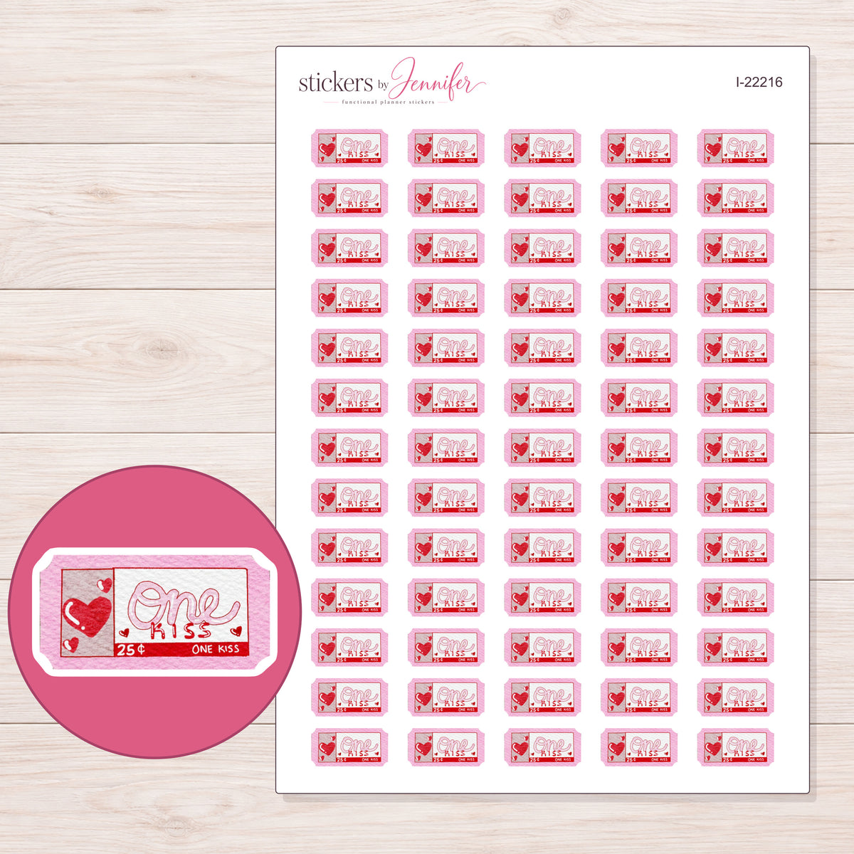 I-22216 planner sticker sheet with enlarged sticker detail
