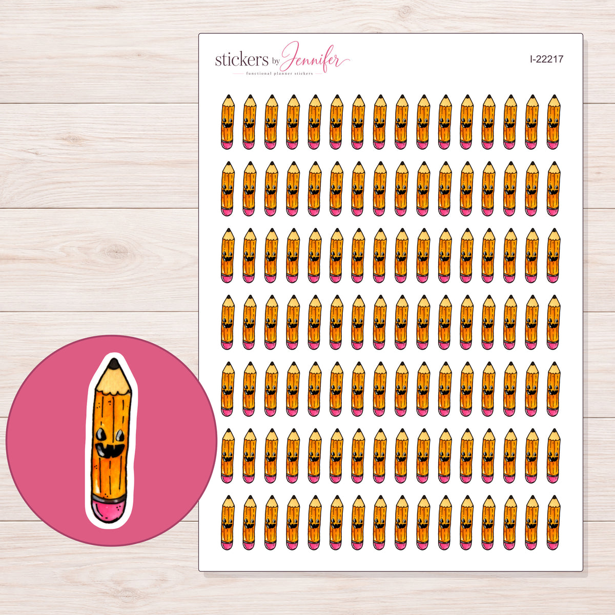I-22217 planner sticker sheet with enlarged sticker detail