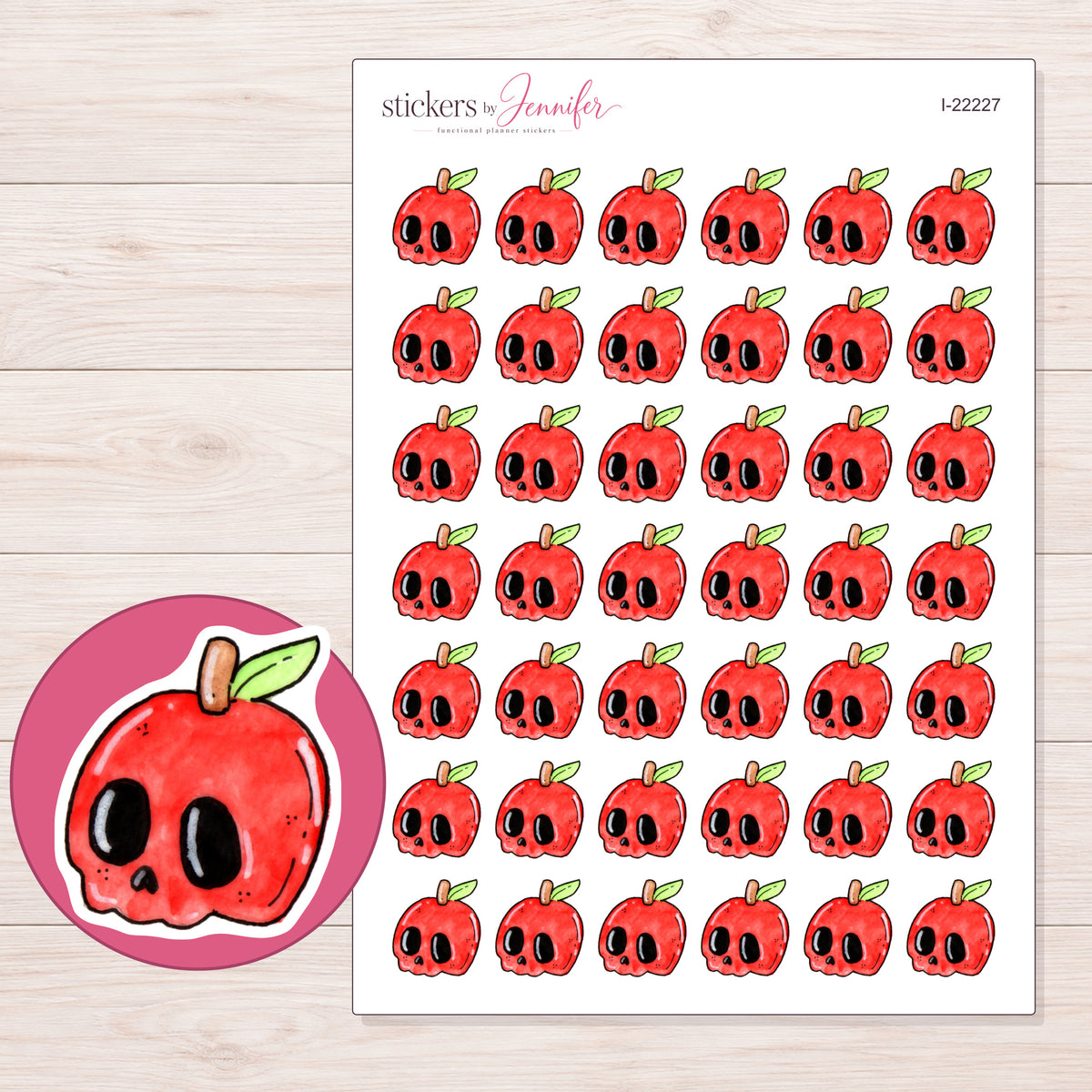 I-22227 planner sticker sheet with enlarged sticker detail
