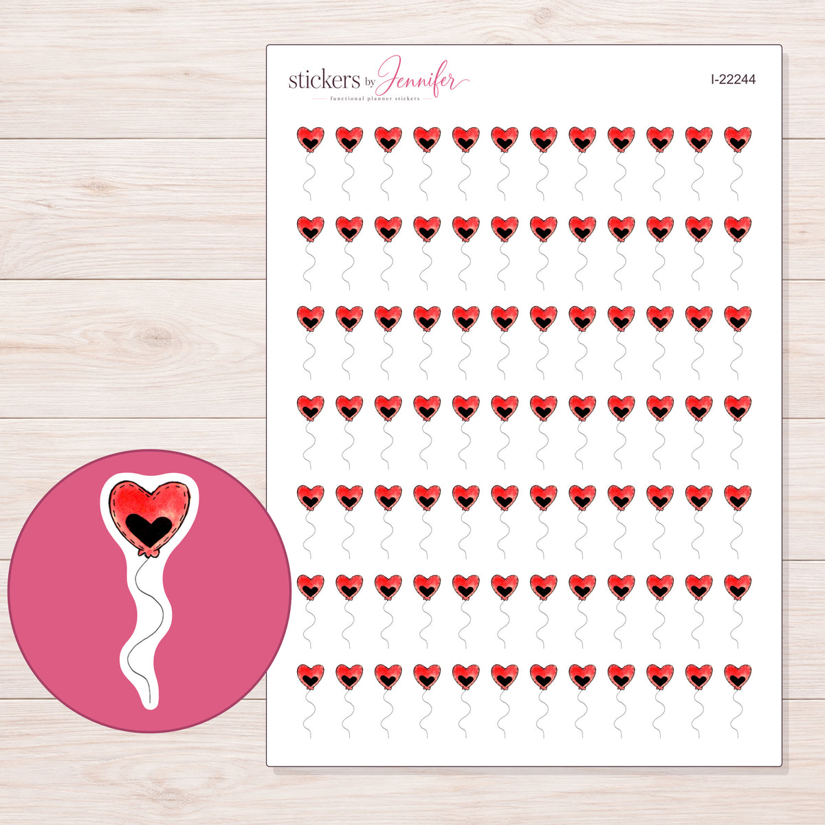 I-22244 planner sticker sheet with enlarged sticker detail