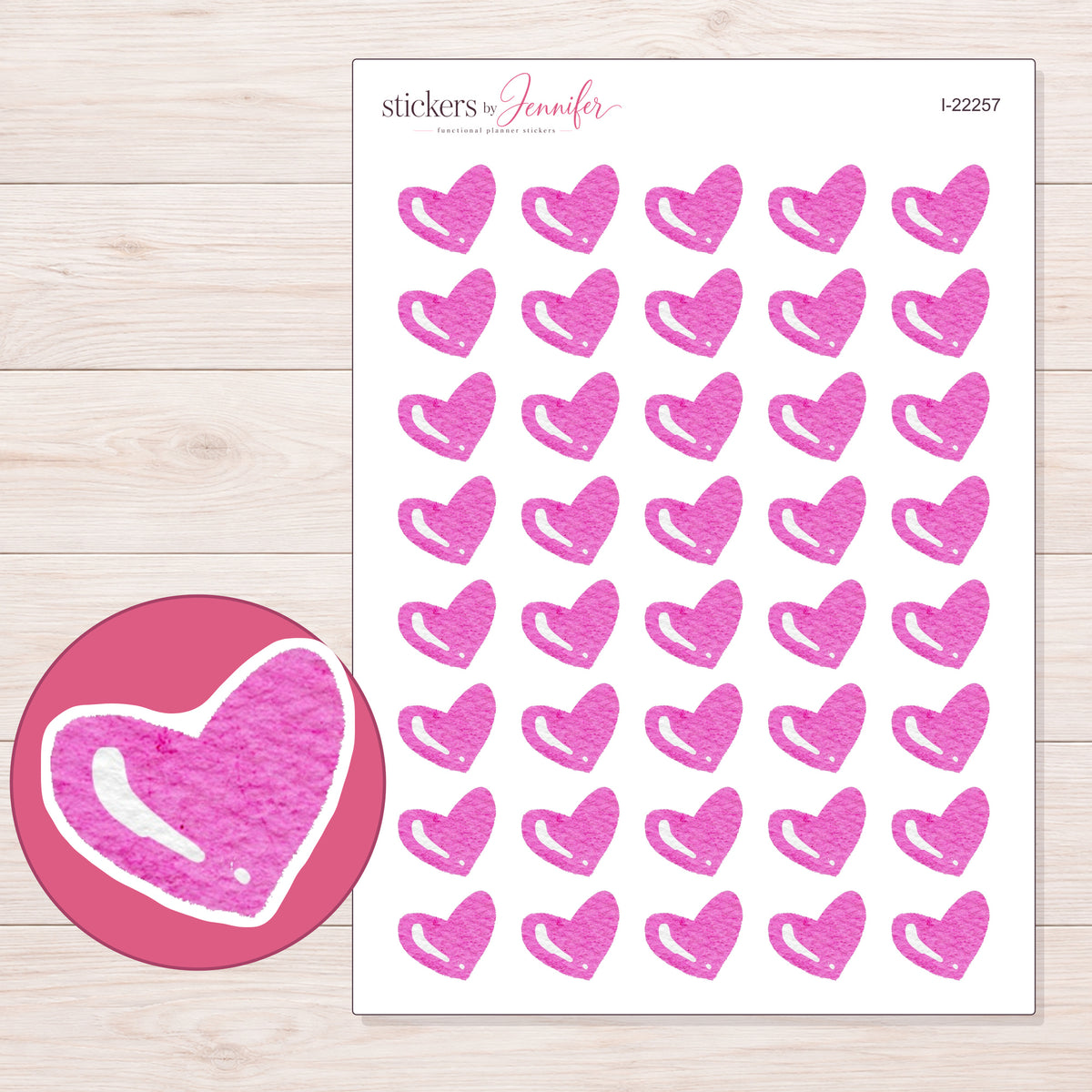 I-22257 planner sticker sheet with enlarged sticker detail