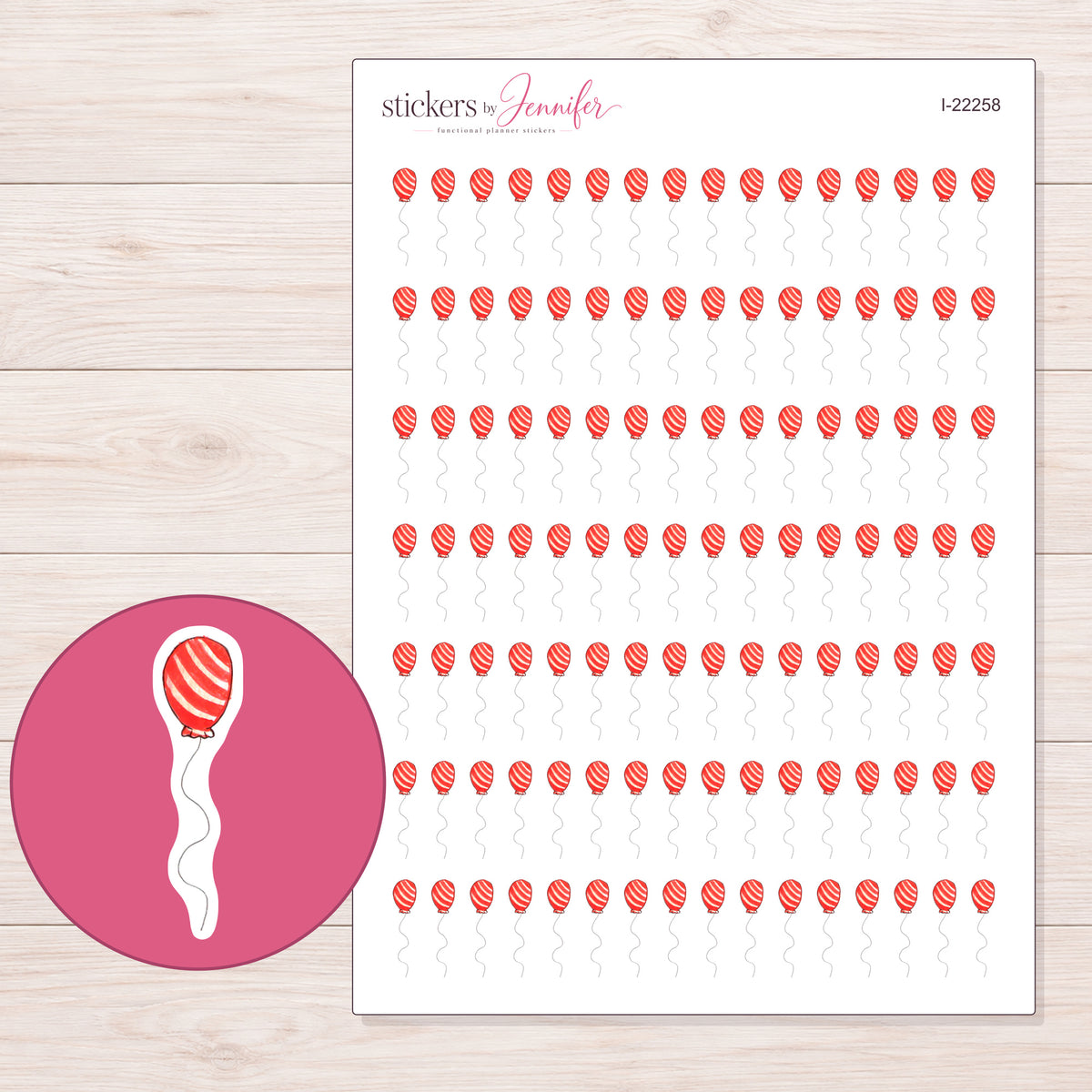 I-22258 planner sticker sheet with enlarged sticker detail