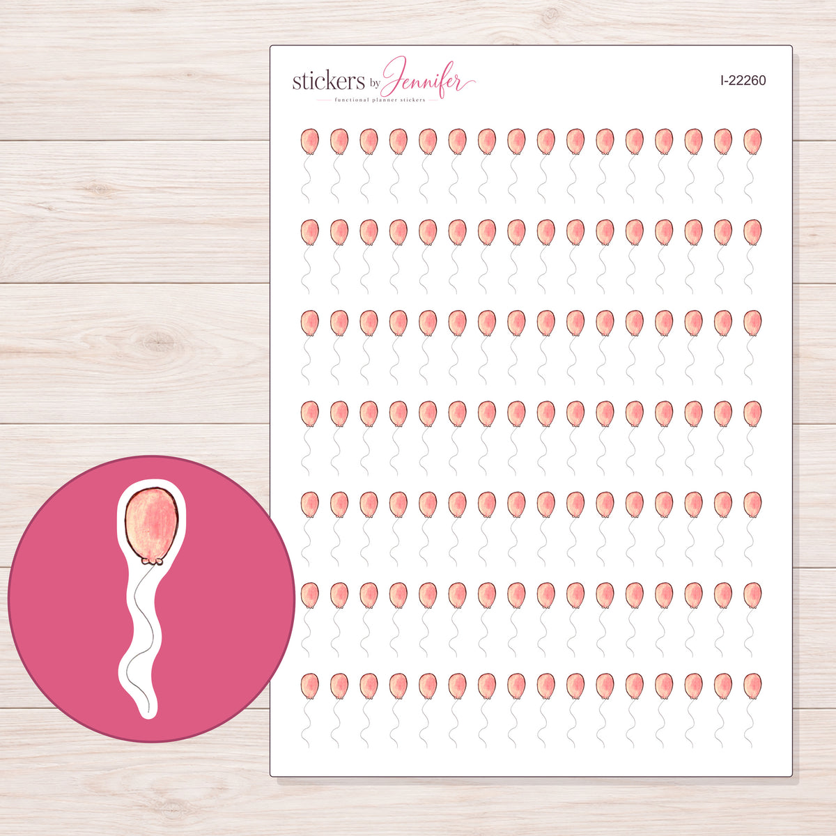 I-22260 planner sticker sheet with enlarged sticker detail