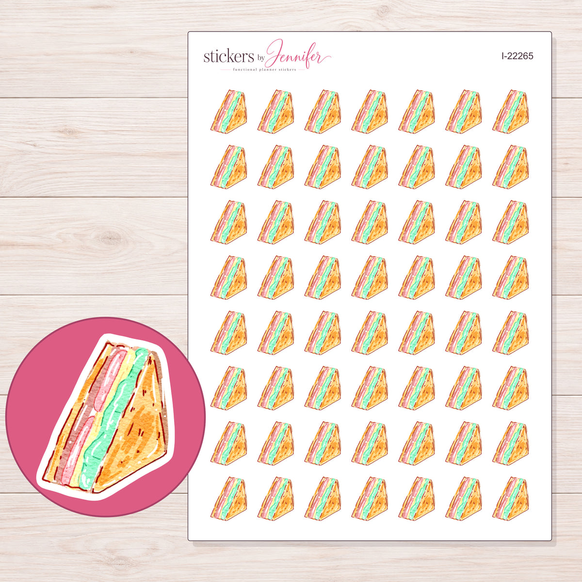 I-22265 planner sticker sheet with enlarged sticker detail