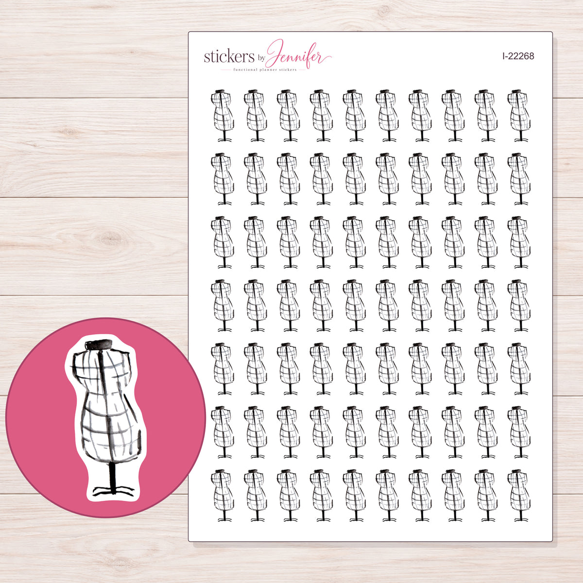 I-22268 planner sticker sheet with enlarged sticker detail