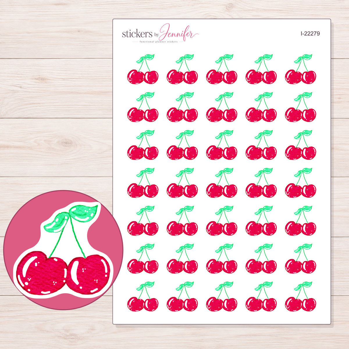 I-22279 planner sticker sheet with enlarged sticker detail