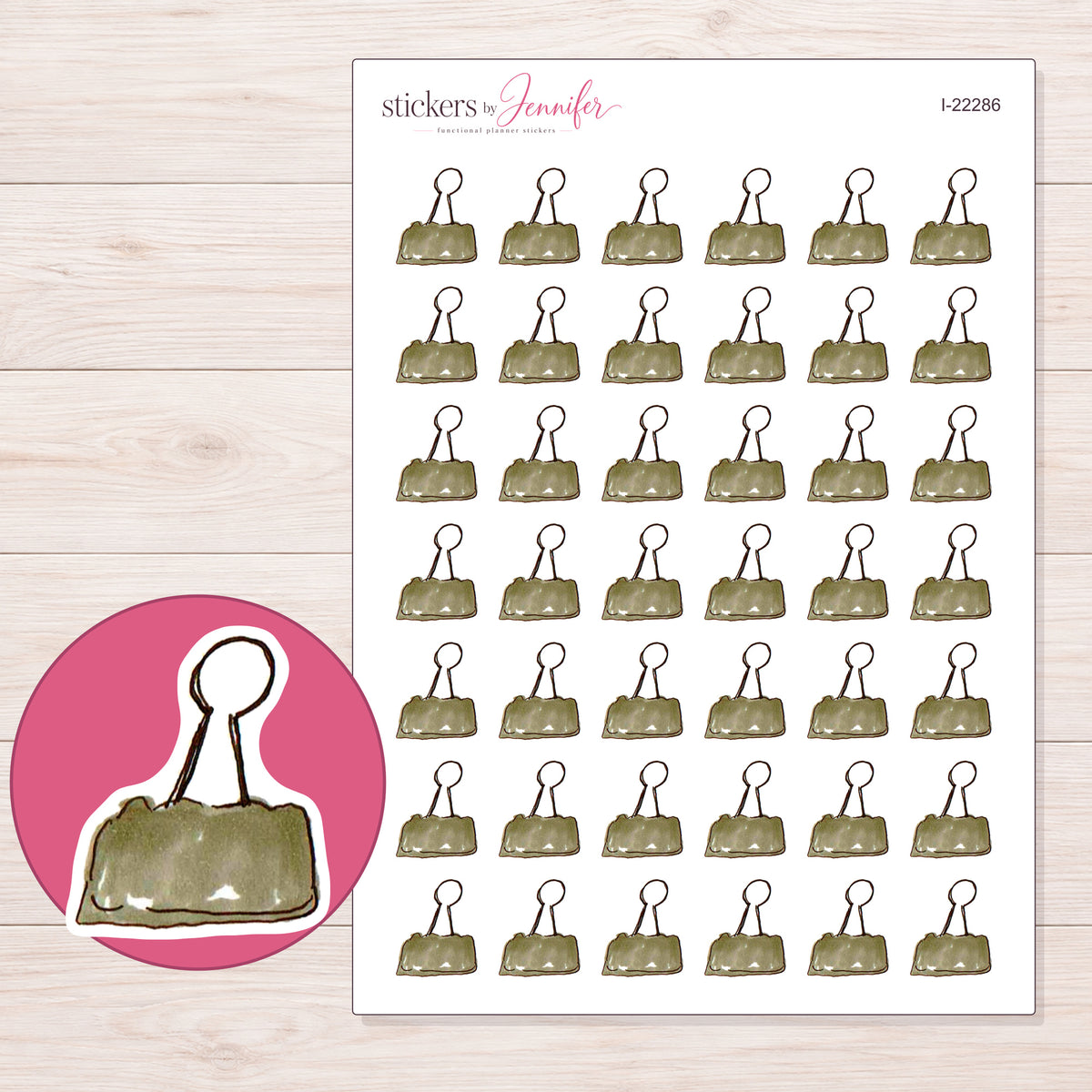 I-22286 planner sticker sheet with enlarged sticker detail