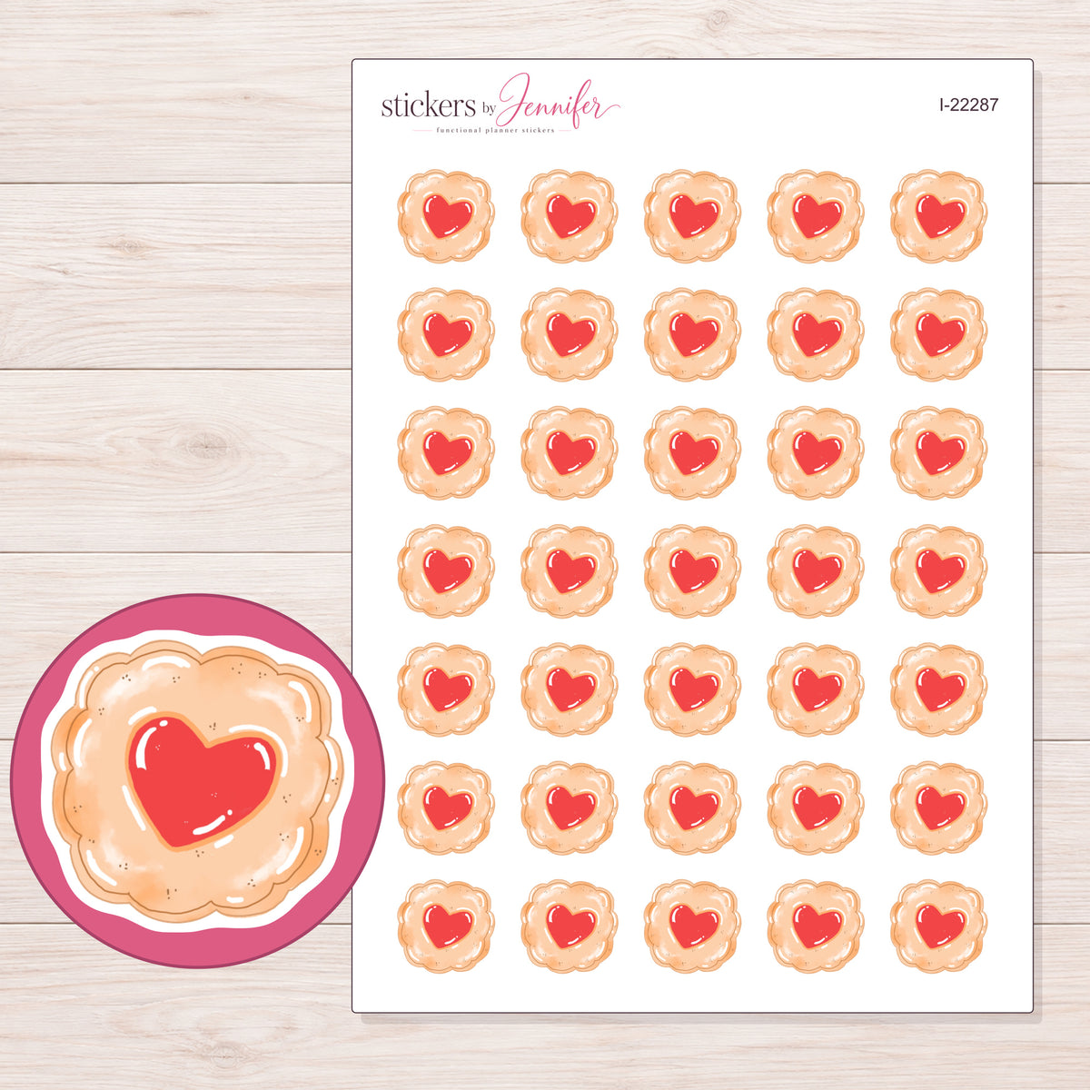 I-22287 planner sticker sheet with enlarged sticker detail