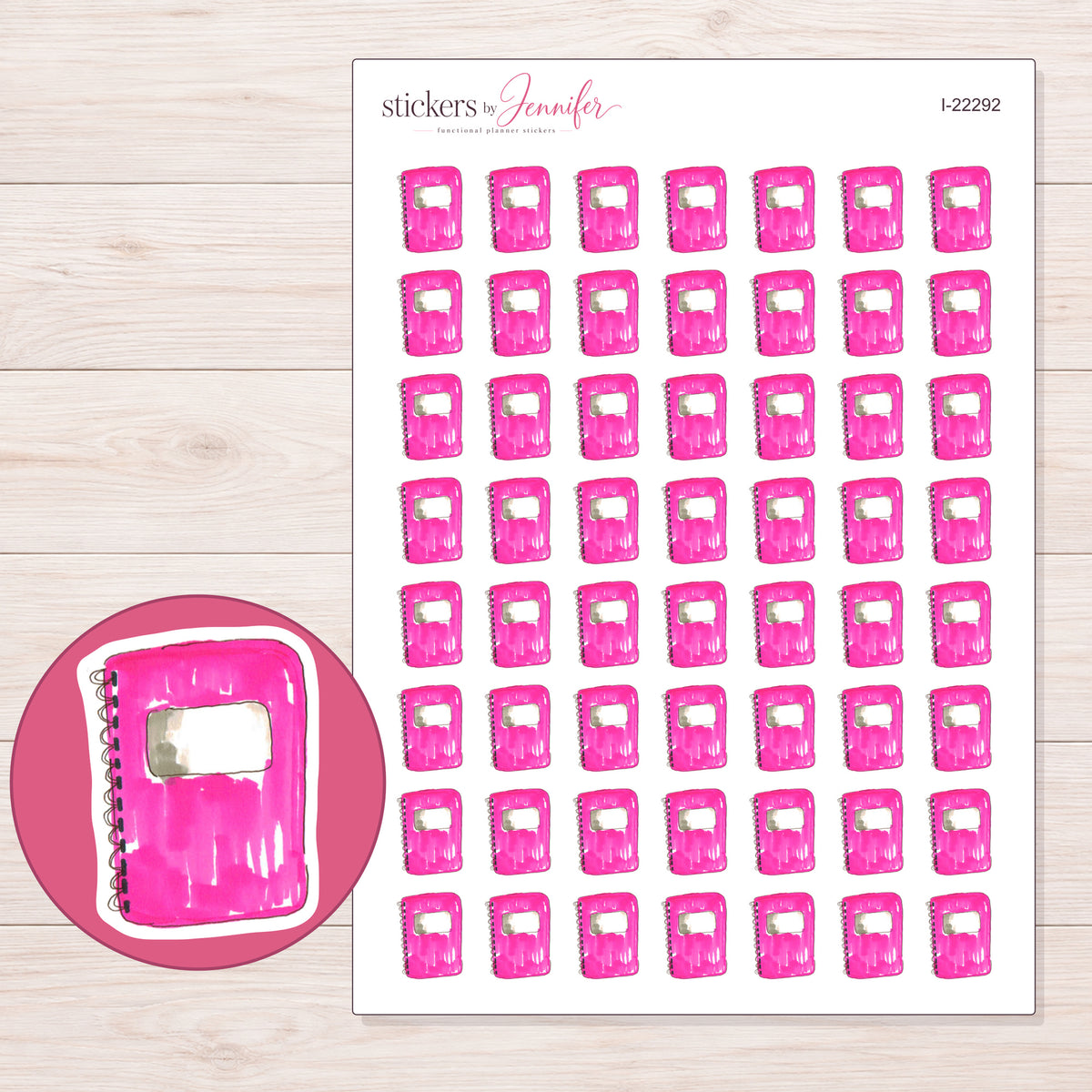 I-22292 planner sticker sheet with enlarged sticker detail