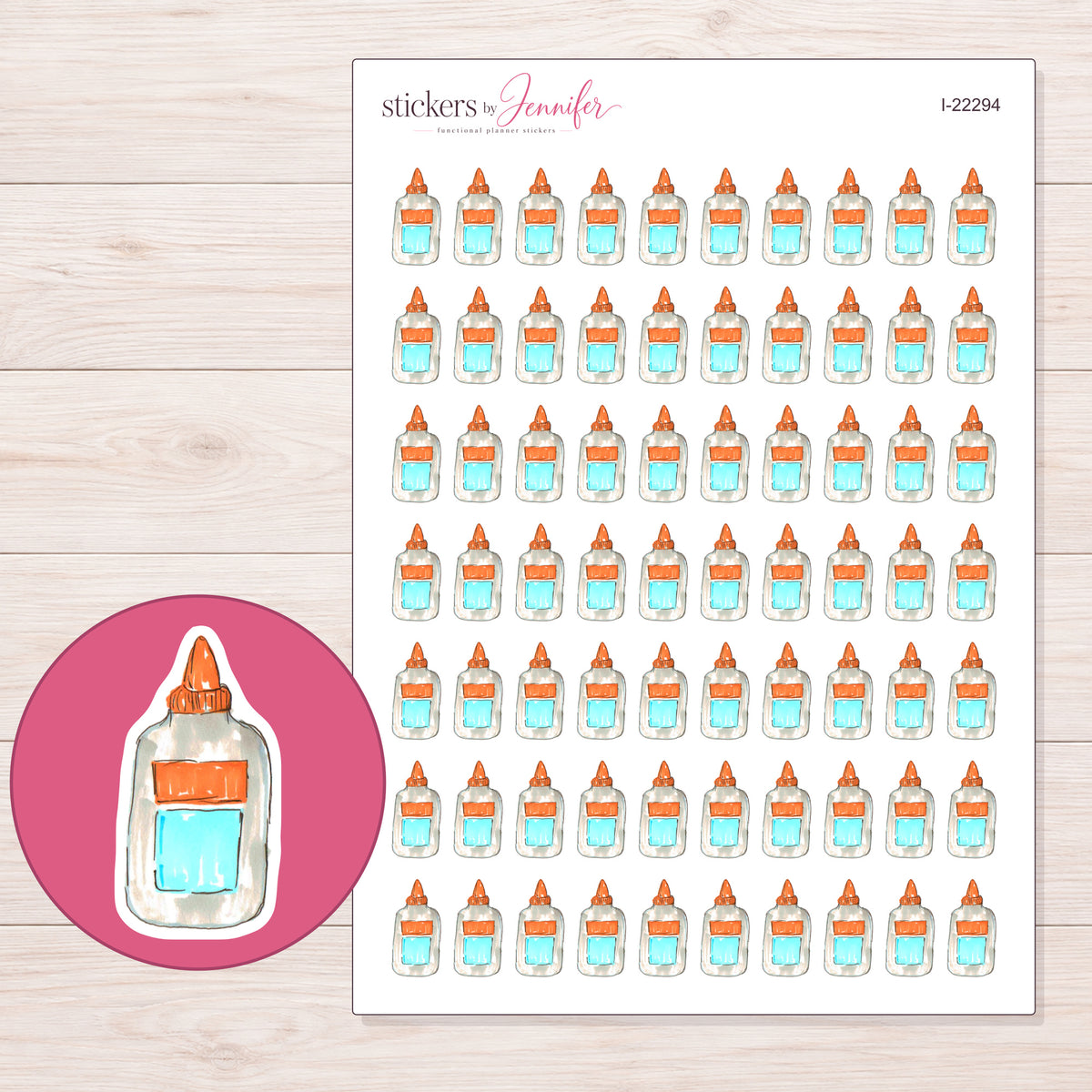 I-22294 planner sticker sheet with enlarged sticker detail