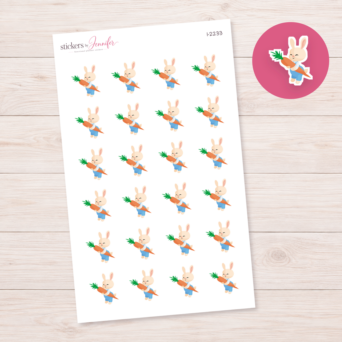 Rabbit Holding a Carrot Planner Stickers | I-2233