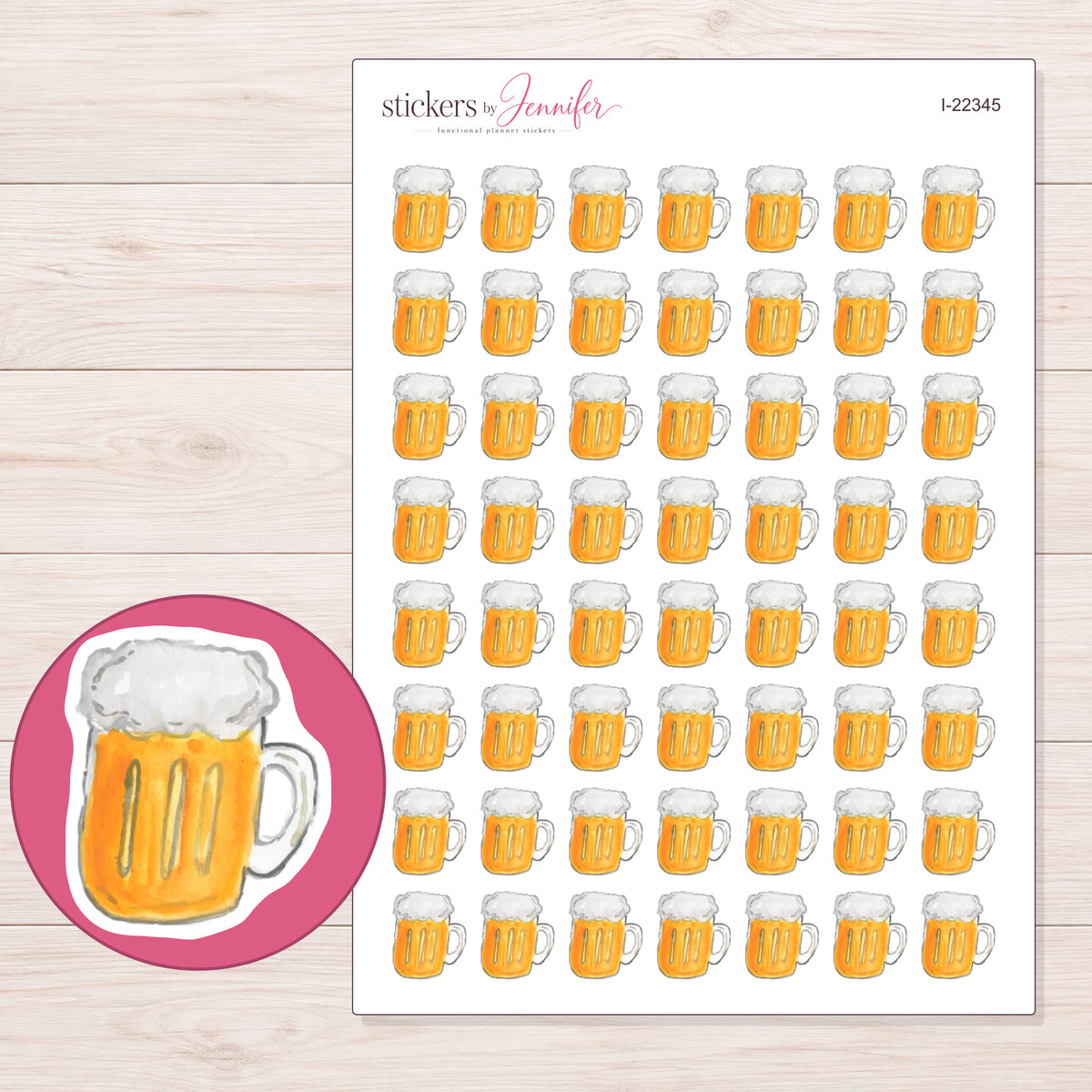 I-22345 planner sticker sheet with enlarged sticker detail