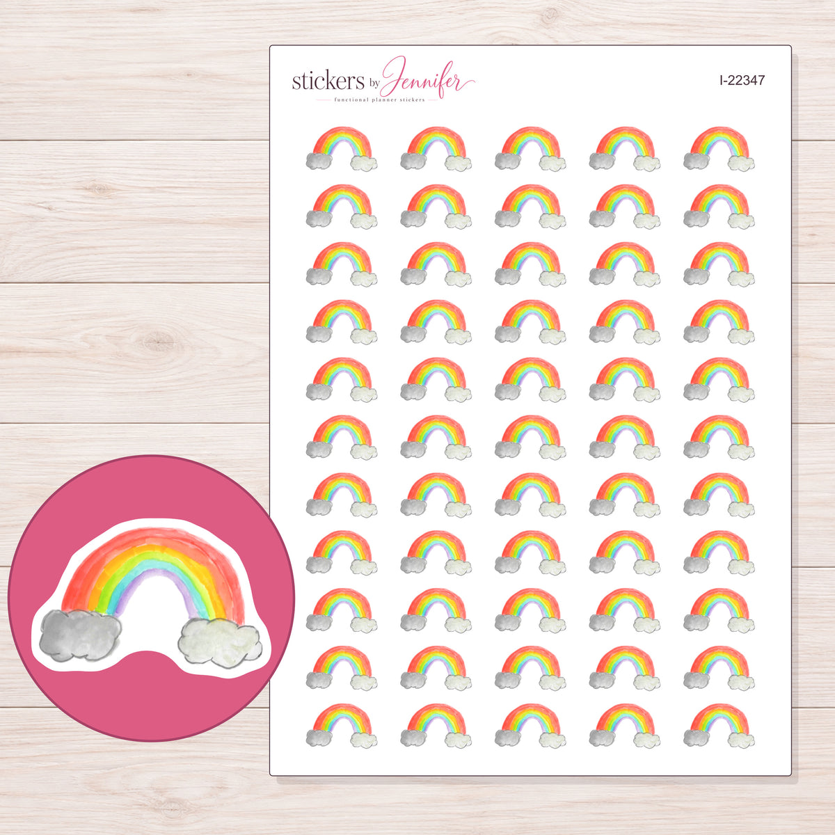 I-22347 planner sticker sheet with enlarged sticker detail