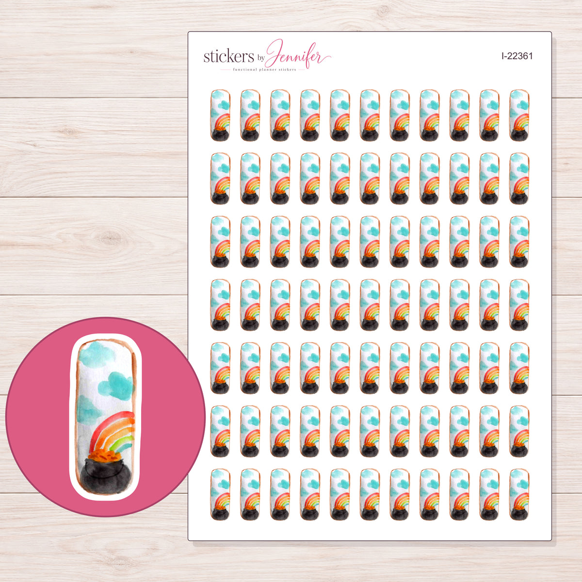 I-22361 planner sticker sheet with enlarged sticker detail