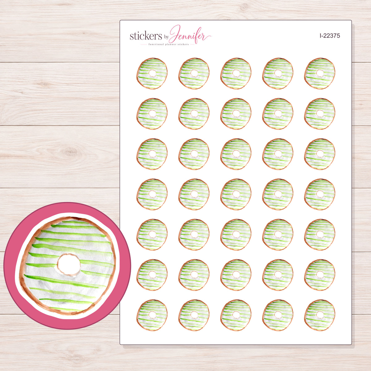 I-22375 planner sticker sheet with enlarged sticker detail