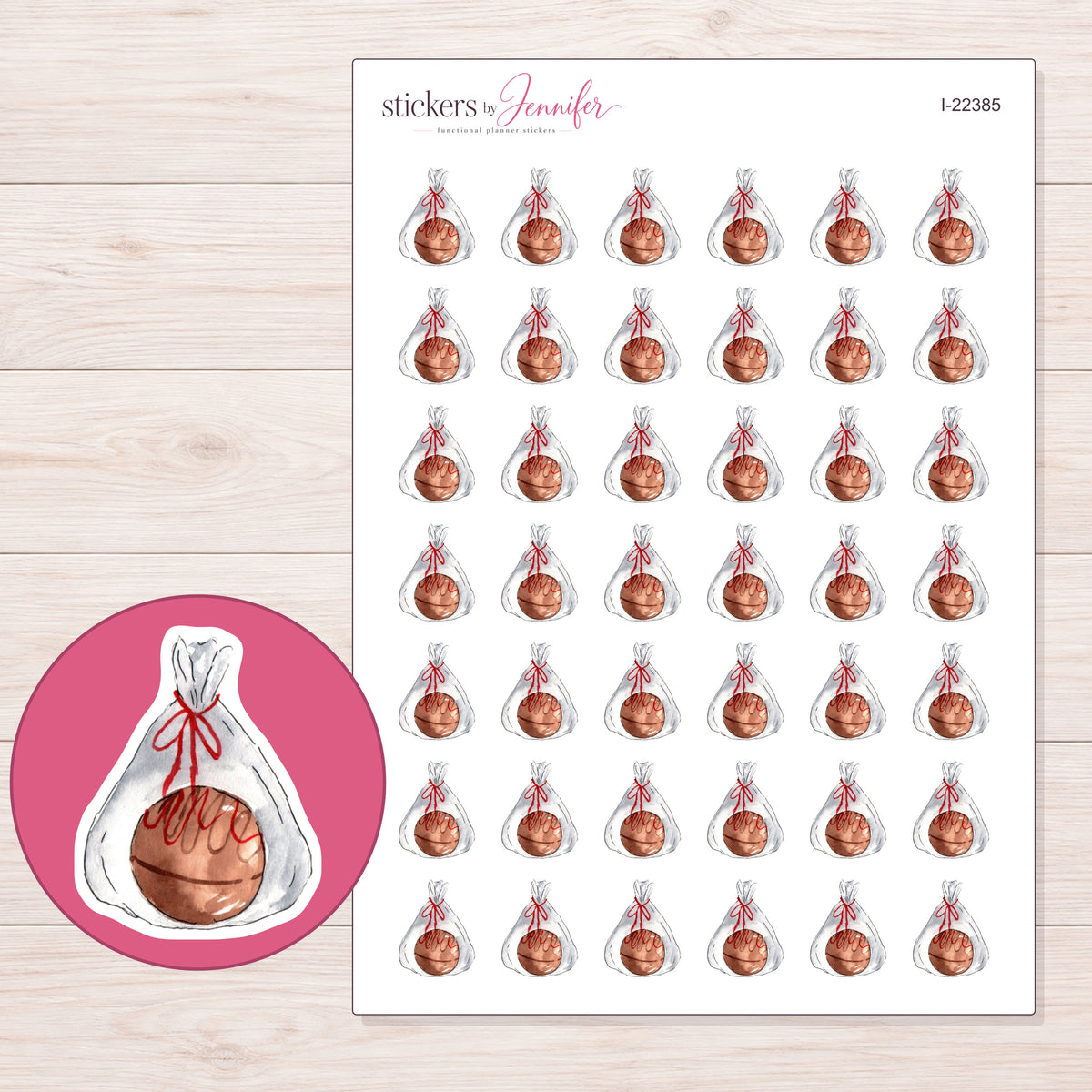 I-22385 planner sticker sheet with enlarged sticker detail
