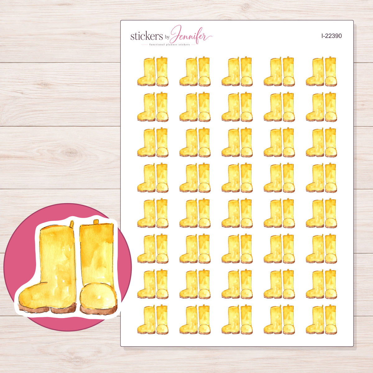 I-22390 planner sticker sheet with enlarged sticker detail