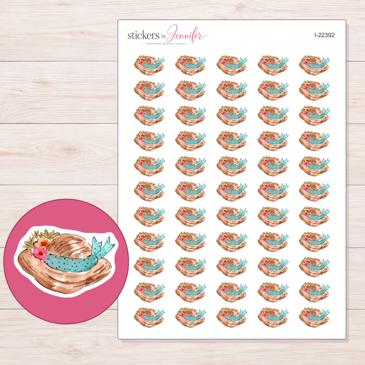 I-22392 planner sticker sheet with enlarged sticker detail