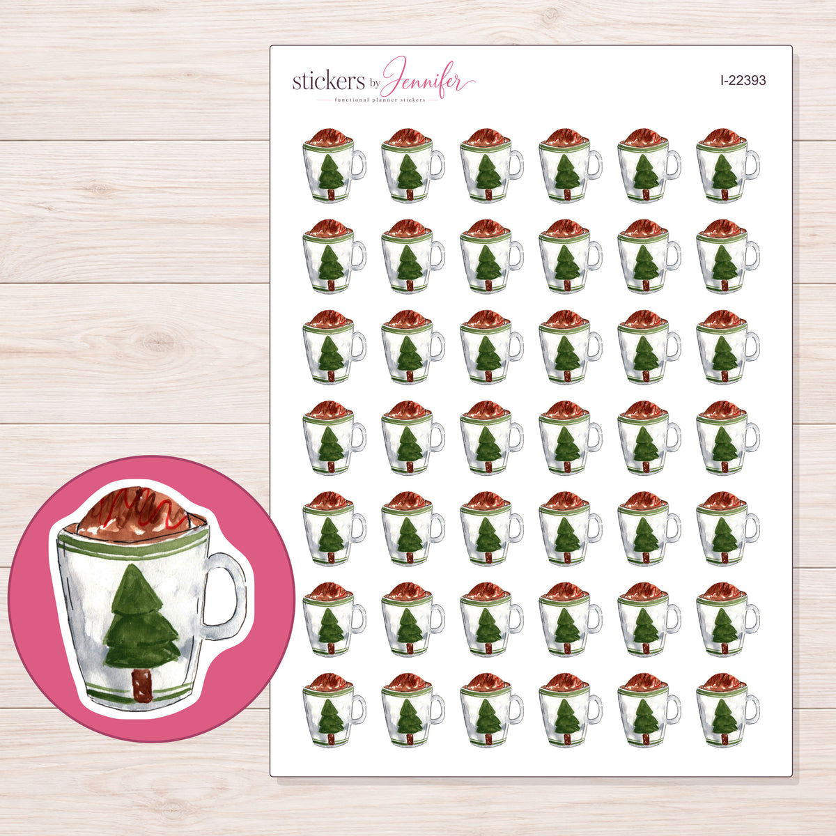 I-22393 planner sticker sheet with enlarged sticker detail