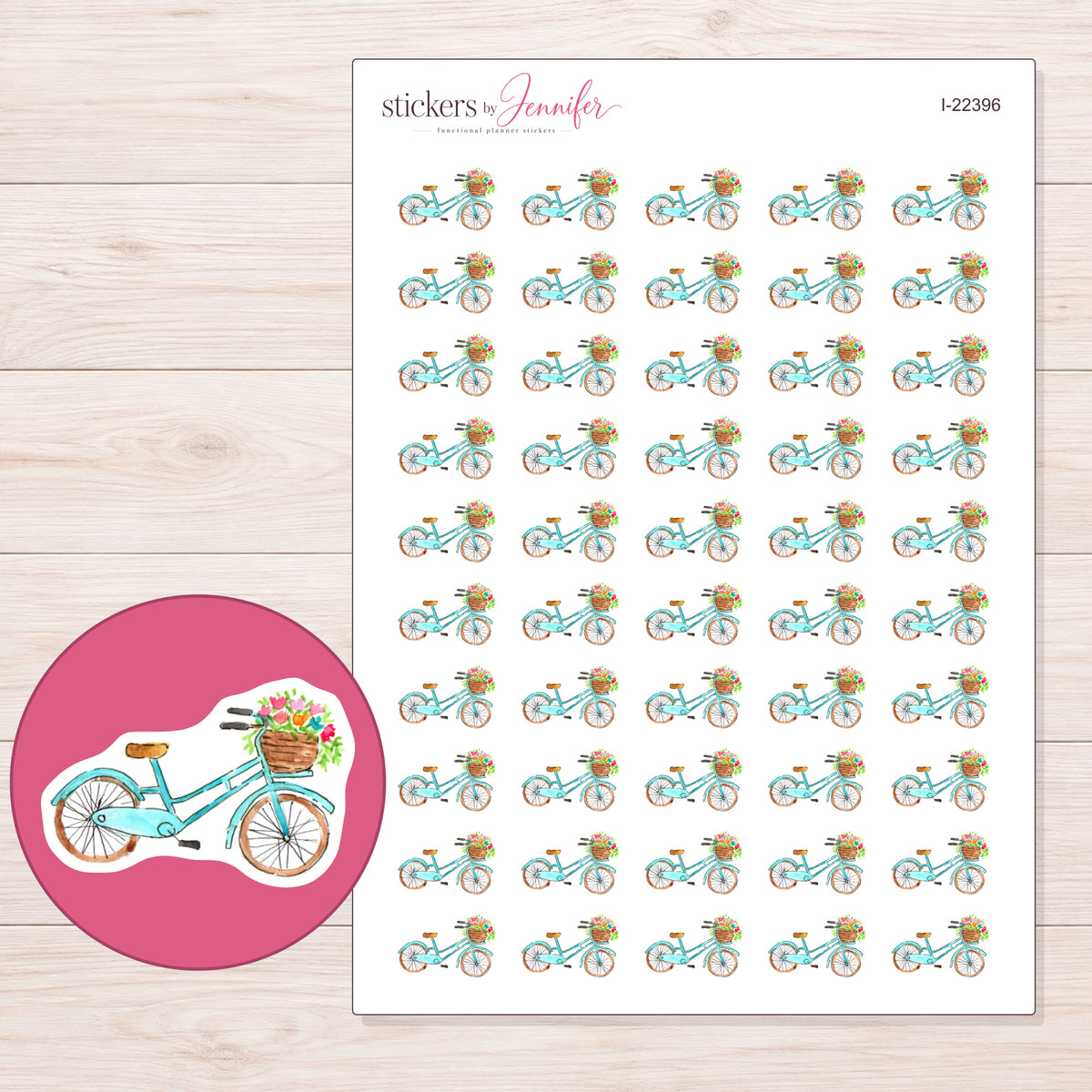 I-22396 planner sticker sheet with enlarged sticker detail