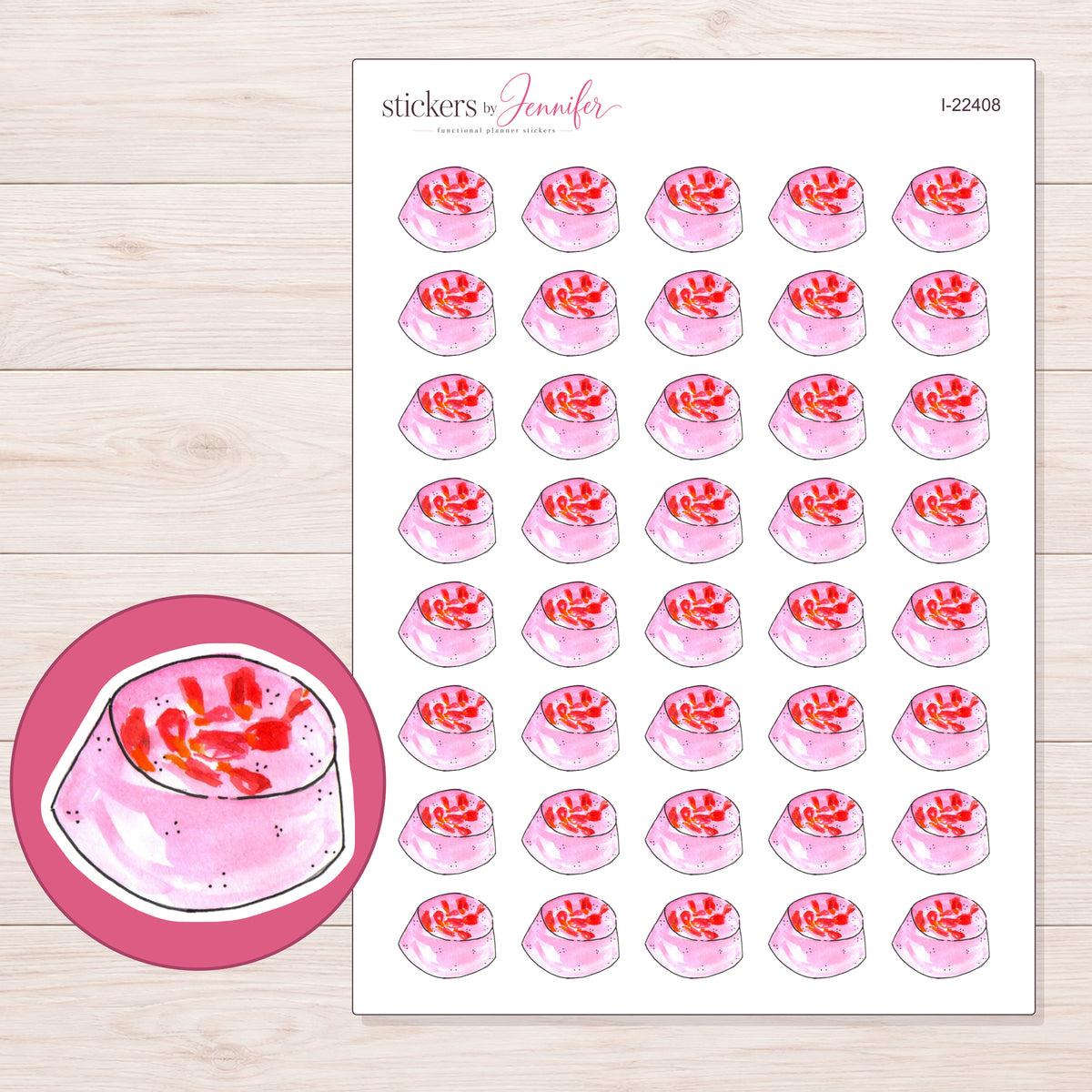 I-22408 planner sticker sheet with enlarged sticker detail
