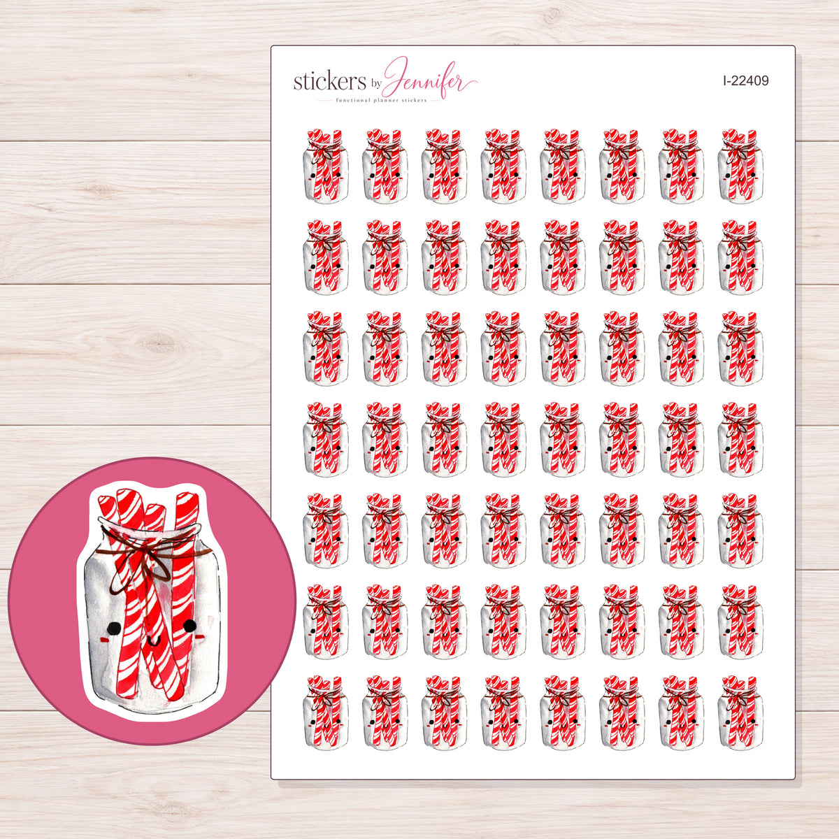 I-22409 planner sticker sheet with enlarged sticker detail