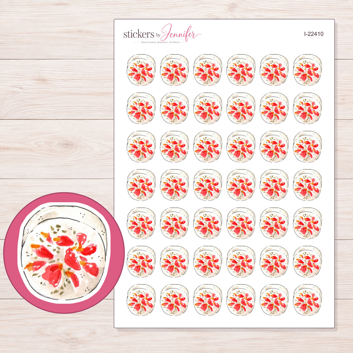 I-22410 planner sticker sheet with enlarged sticker detail