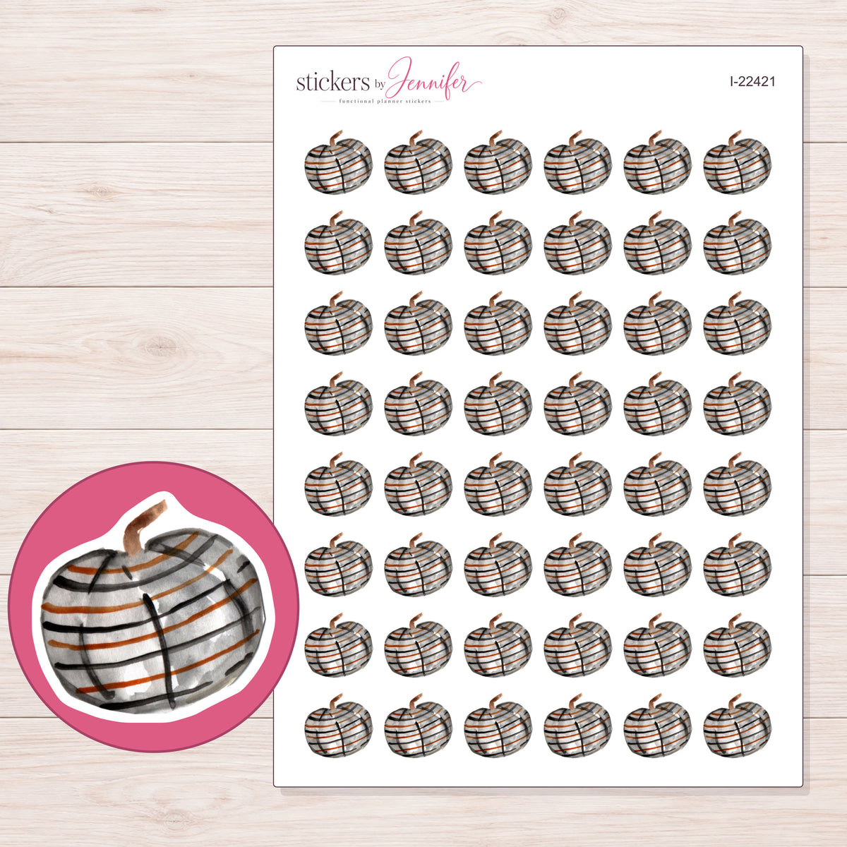I-22421 planner sticker sheet with enlarged sticker detail