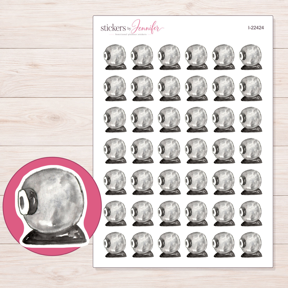 I-22424 planner sticker sheet with enlarged sticker detail