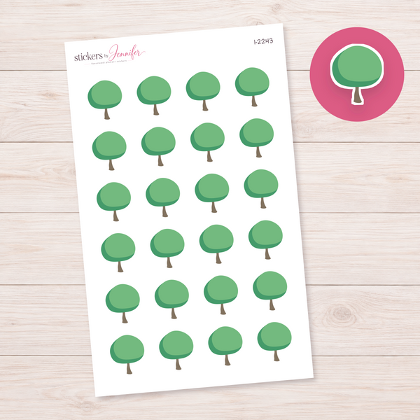 Rounded Green Tree Planner Stickers | I-2243