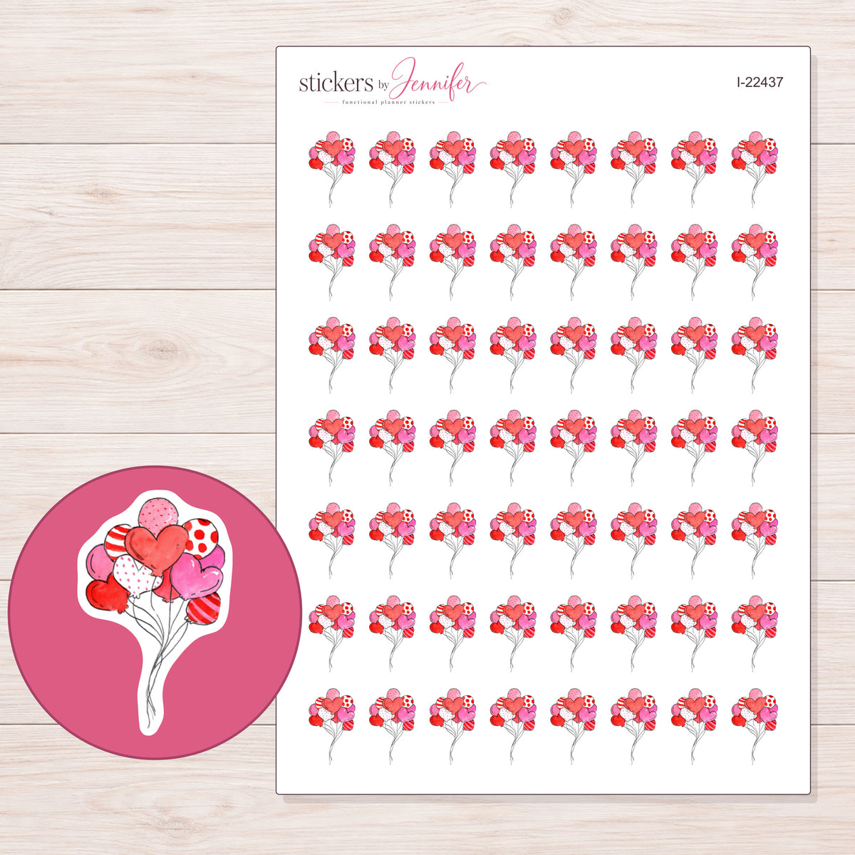 I-22437 planner sticker sheet with enlarged sticker detail